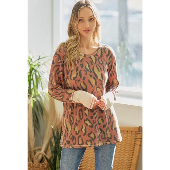Lovely Melody Tops - Lovely Melody - Leopard Print Long Sleeve Sweatshirt - Small (NWOT)